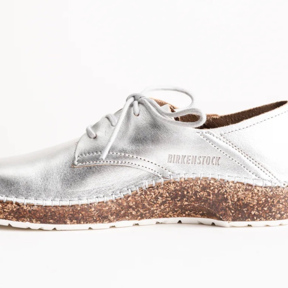 Birkenstock Gary Metalic Silver Lace-Up loafers new no box size 9.5 - Picture 4 of 12